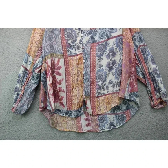 Lane Bryant Semi Sheer Long Puff Sleeve Top-Size 18/20-Button Down-Hi-Lo - Picture 3 of 9